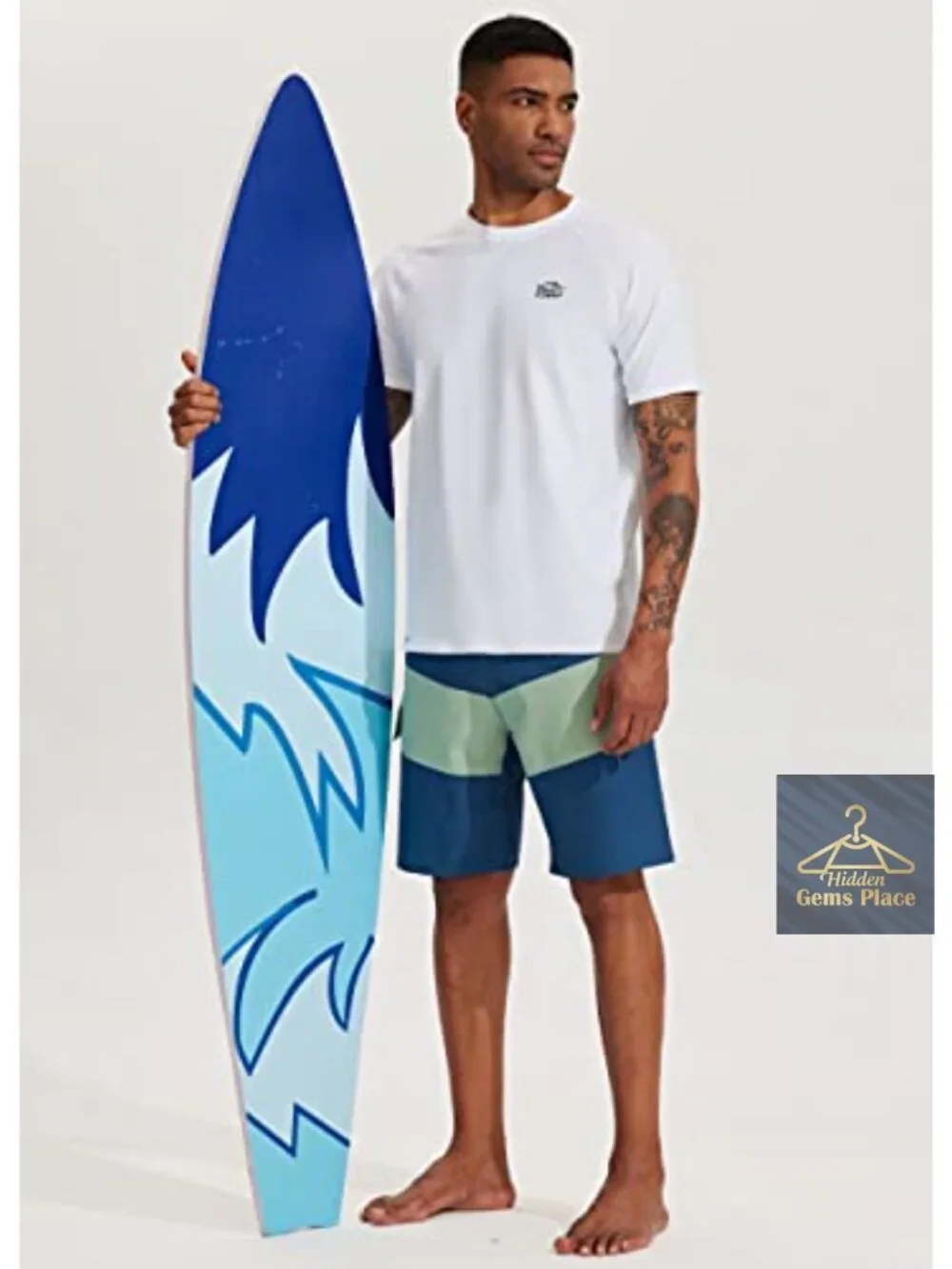 Men's UPF 50+ Quick Dry Rashguard Swim Shirt Short Sleeve SPF Sun Protection